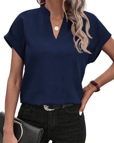 Women summer V-neck short-sleeved shirt 14