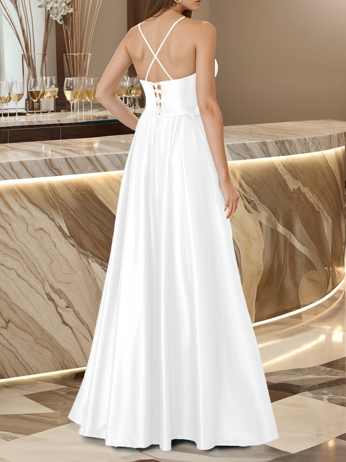 Elegant Strapless Floor-Length Gown Formal Party Chic Evening Dress 5