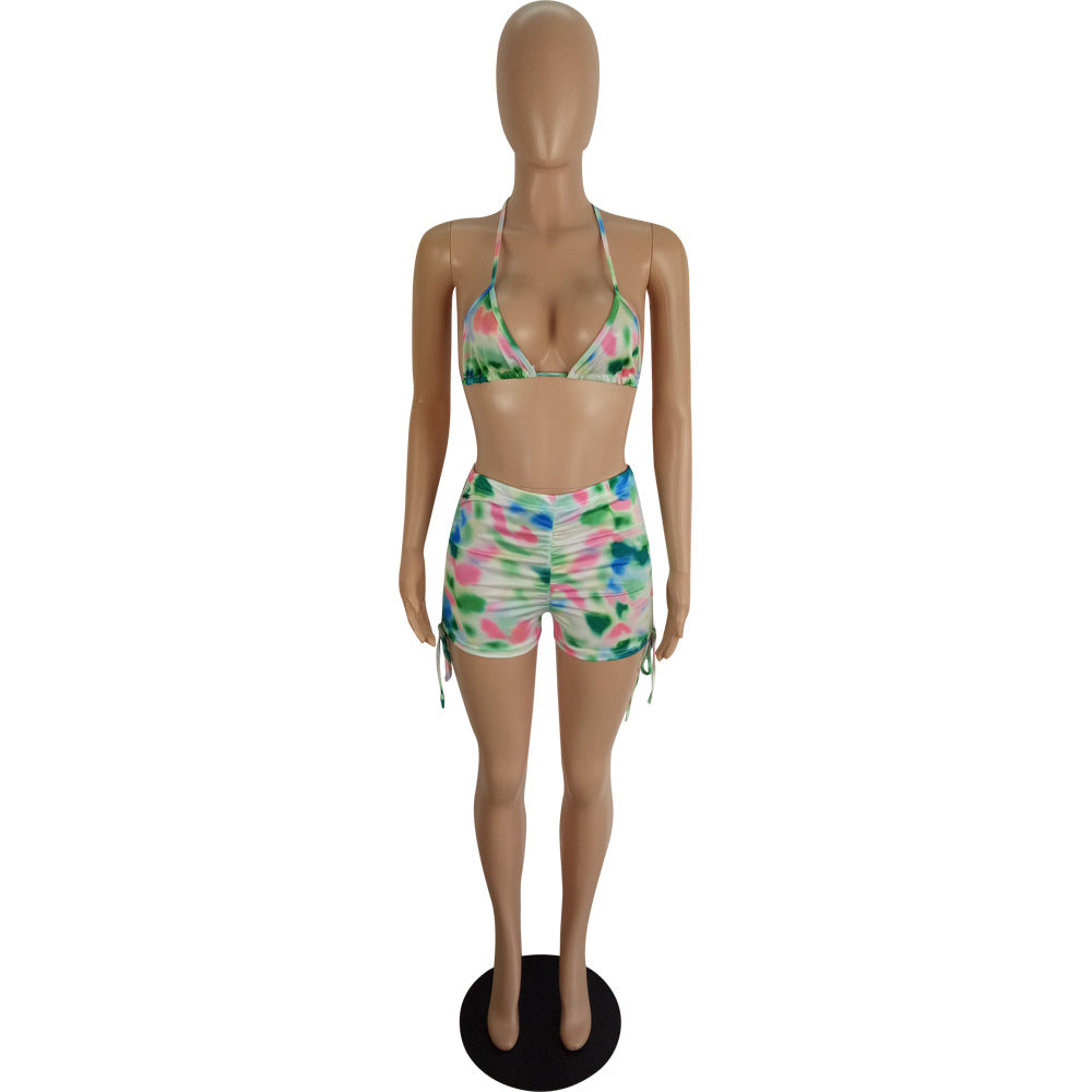 Spring And Summer Women's Sexy Multi-Color Printed Two-Piece Shorts Set 32