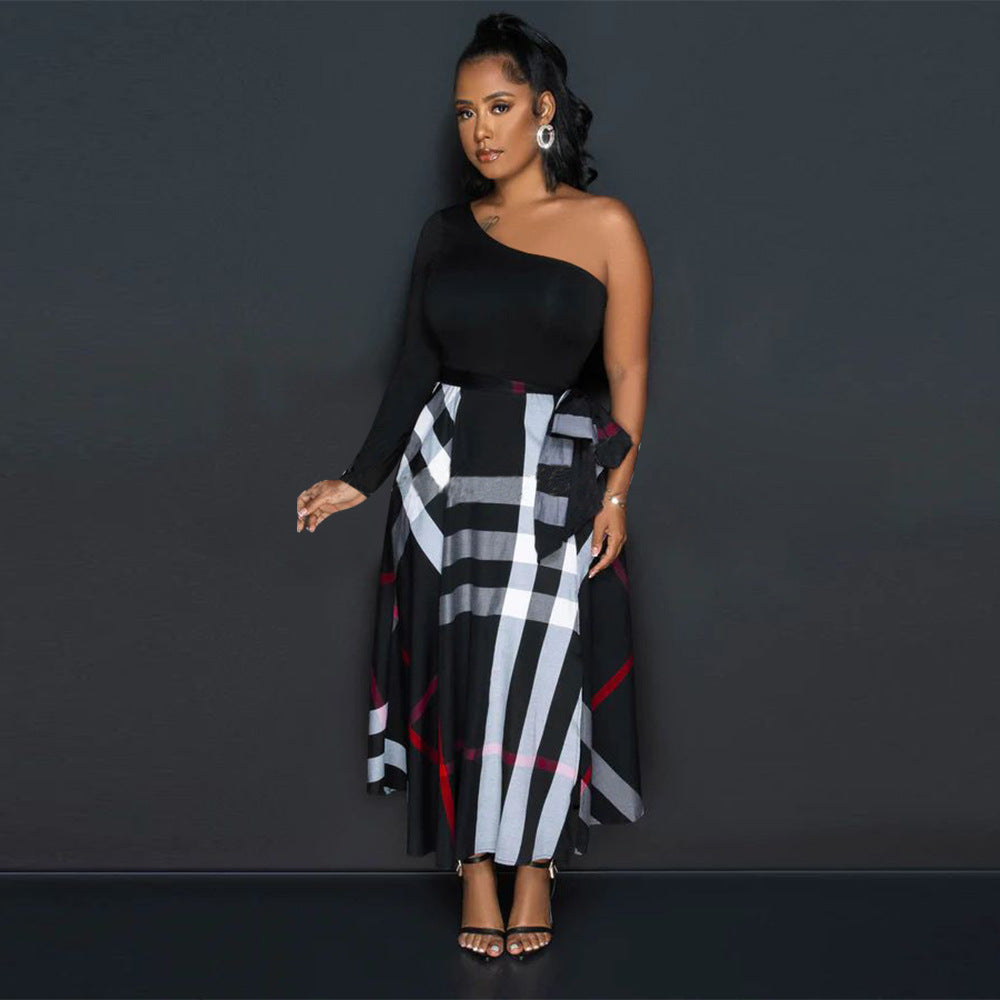 Women one shoulder printed slit dress 3