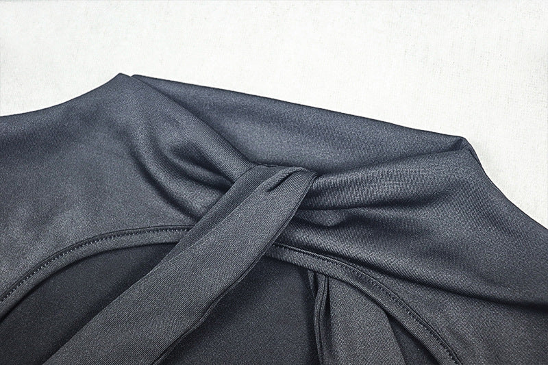 Women's Solid Color Hollow Out Sexy Fashion Long Sleeve Slim Waist Bodycon Short Dress 10