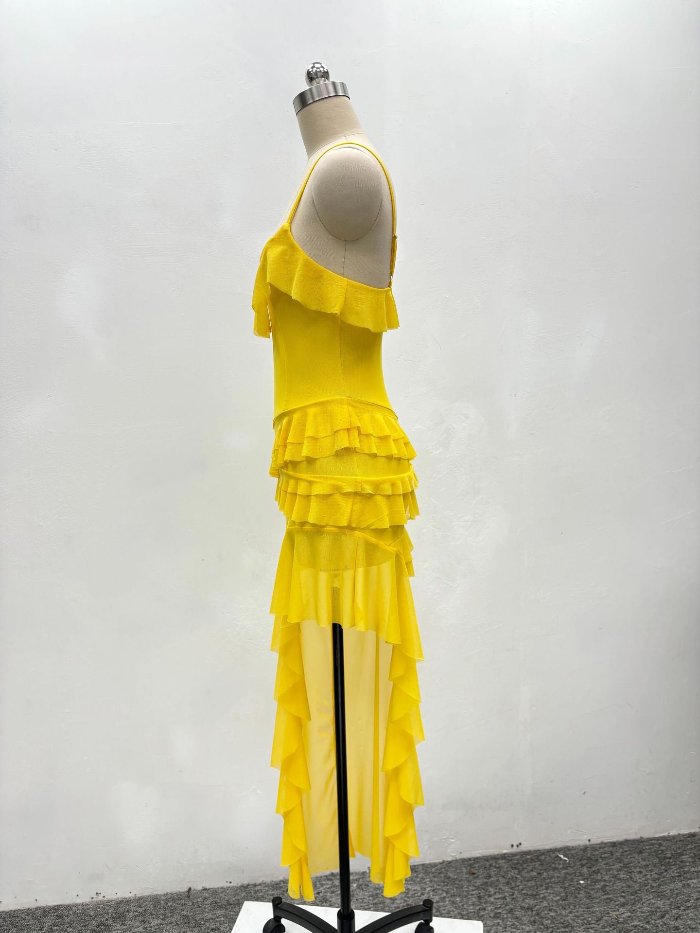 African Women Sexy Slit Ruffled Irregular Dress 6