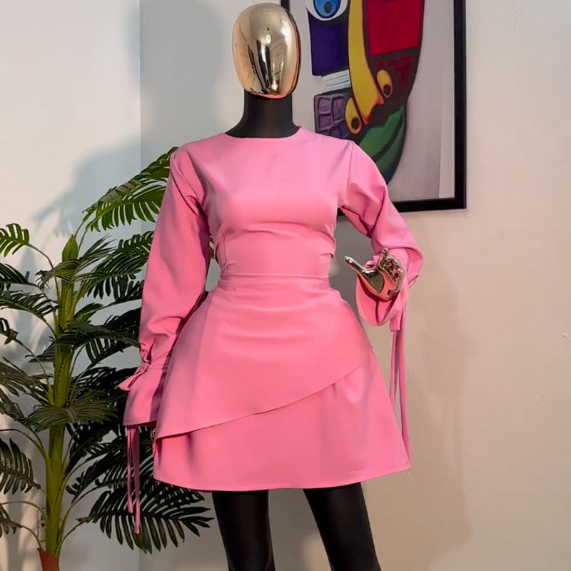 Women Spring Round Neck Long Sleeve Dress 3