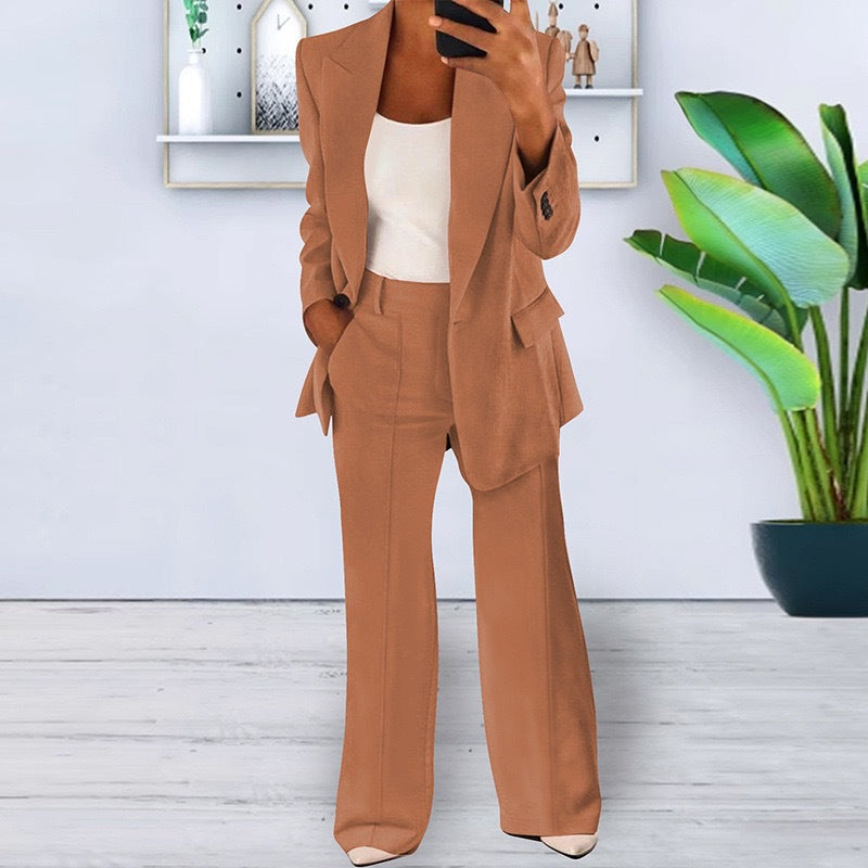 Spring/Summer Fashion Turn-Down Collar Blazer Pants Set 5