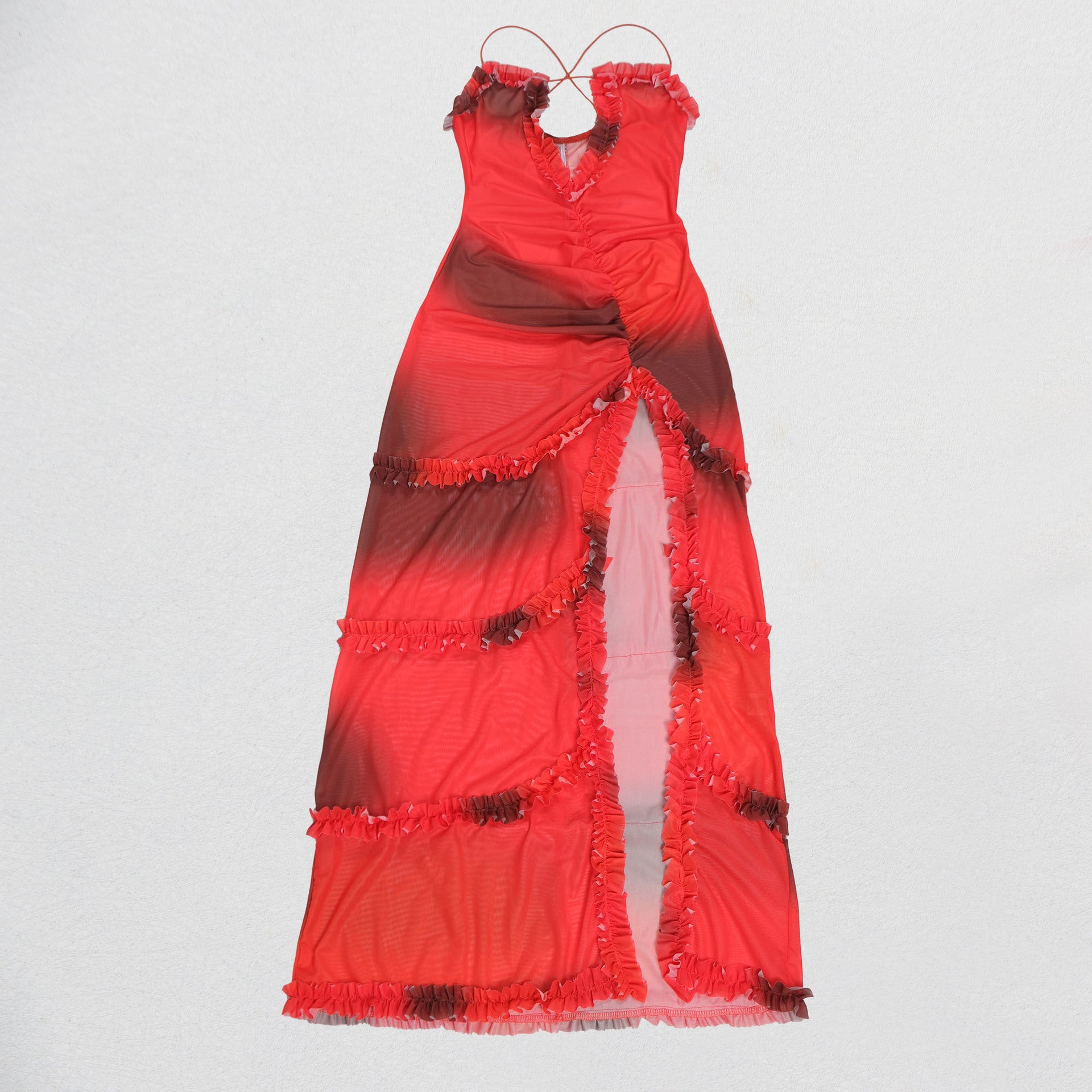 Women's Strap Hollow Lace Slit Dress 14