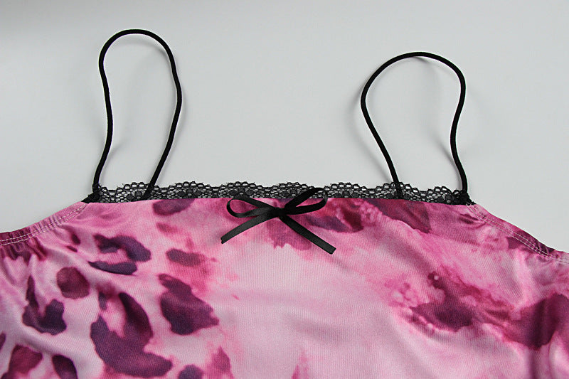 Women's Summer Printed Sexy Straps Low-Back Slim-Waist Bodycon Dress 9