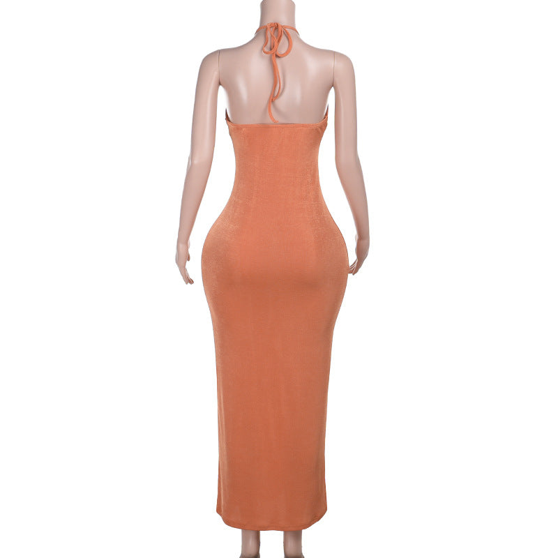 Women Sexy Holiday Backless Strap Maxi Dress with Ruffle Edge 8