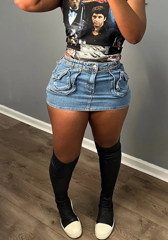 Women Sexy Stretch Denim Mini Skirt