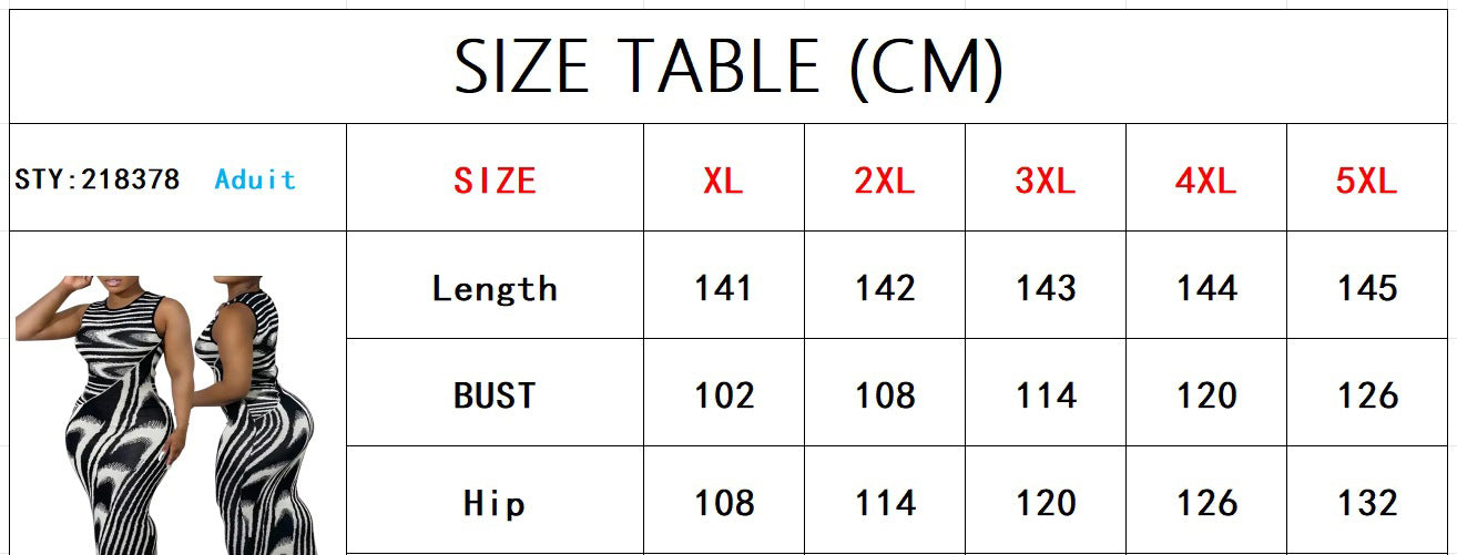 Plus Size Women's Irregular Striped Sleeveless Round Neck Fitted Dress 8