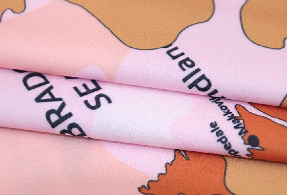 High Neck Long Sleeve Printed Long Dress Fashionable Women's Dress 28