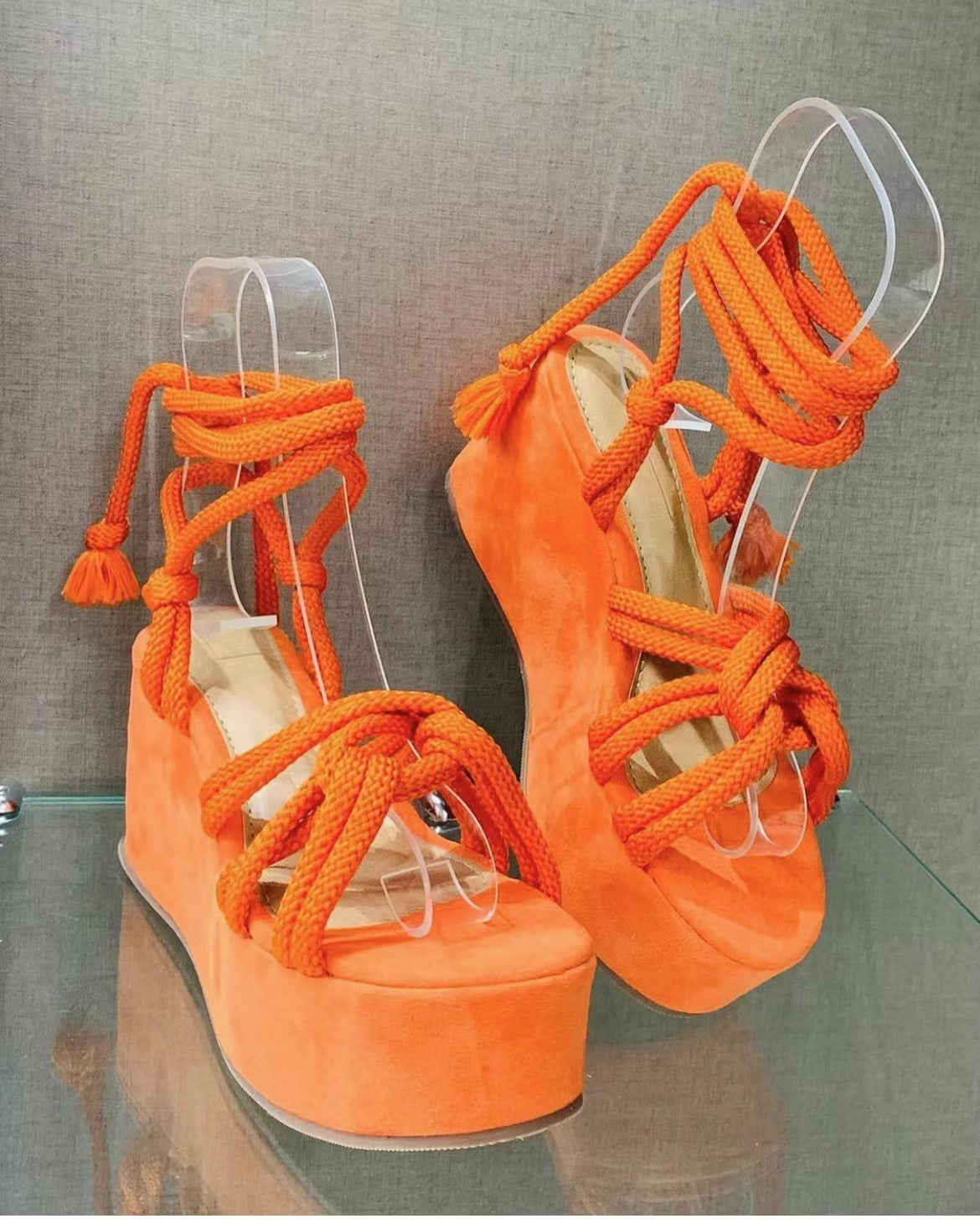 Women's Shoes Summer Lace-Up Wedge Sandals Women's Plus Size Platform Shoes 7