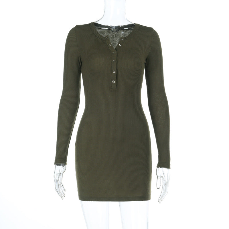 Women Casual Long-Sleeved Bodycon Dress 7