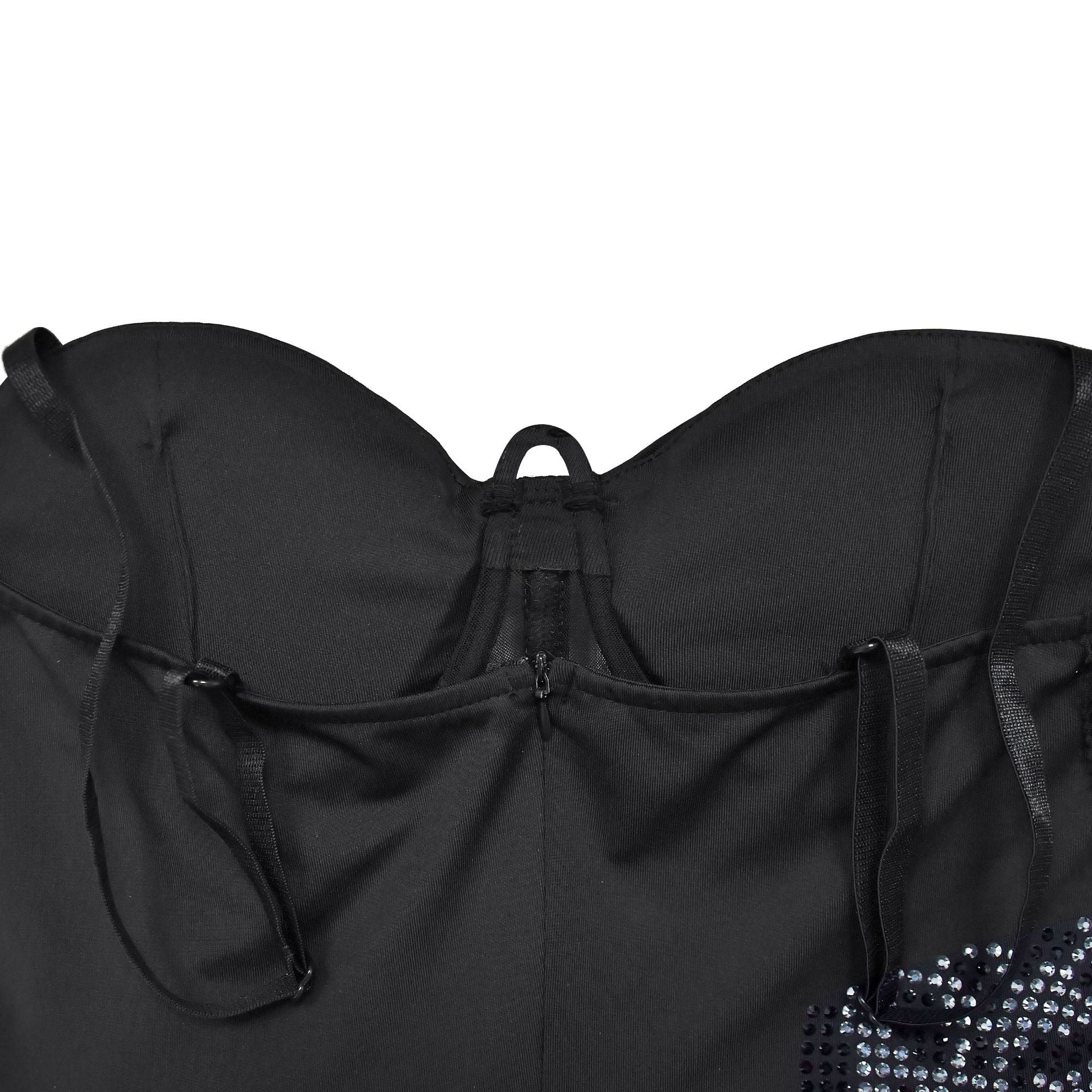 Fashion Women's Sexy Mesh Beaded strap Long Dress 11