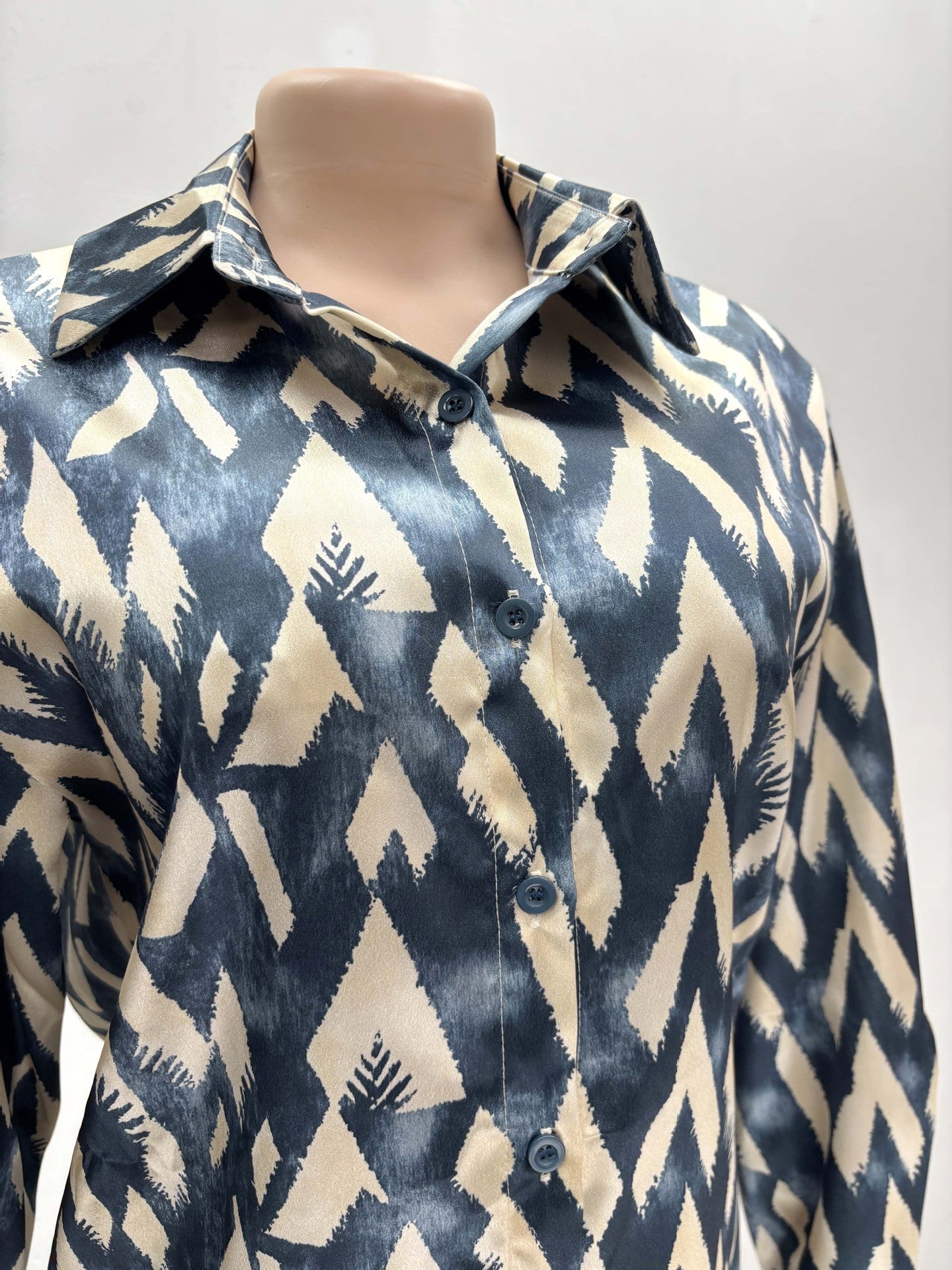 Spring Autumn African Print Long-Sleeved Shirt Trousers Two-Piece Set 6