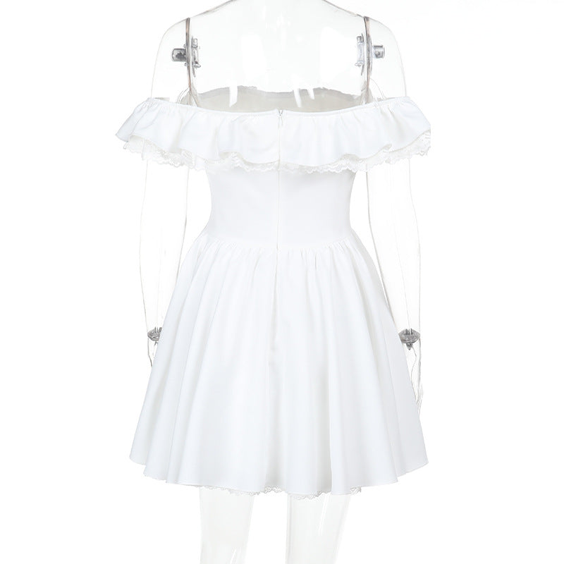 Off-Shoulder Slim Waist A-Line Mini Dress Chic Cocktail Dress 8