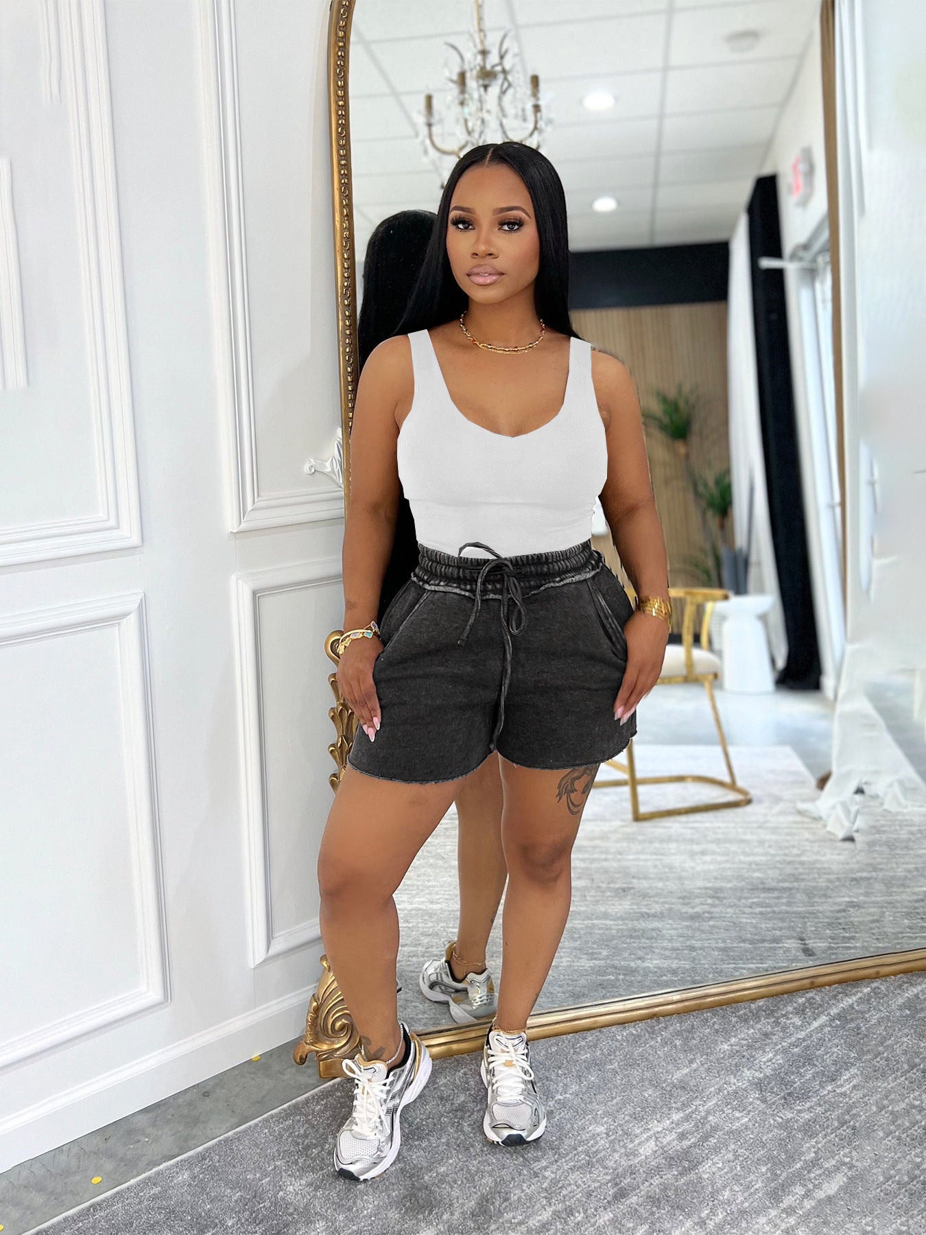 Women summer Casual Multi-Color elastic waist shorts