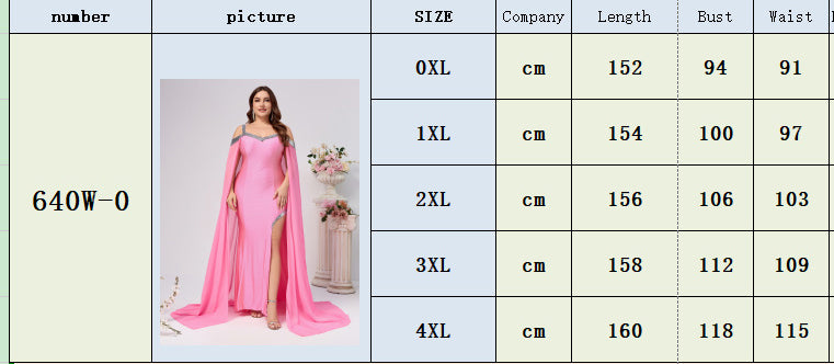 Plus Size Women Suspender Sequin Solid Trailing Evening Dress 7