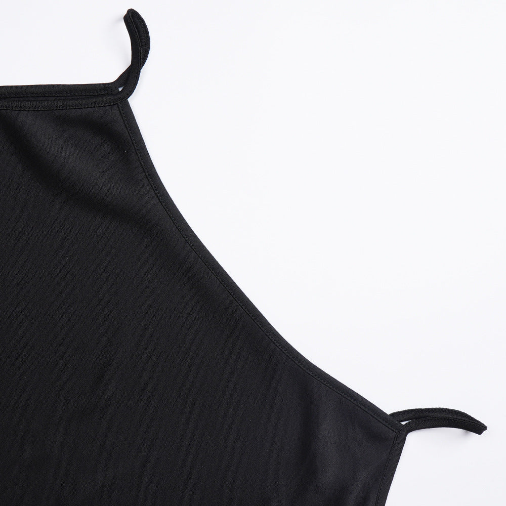 African Plus Size Women's Shiny Mesh Dress Strap Solid Basic Dress Two Piece Set 16