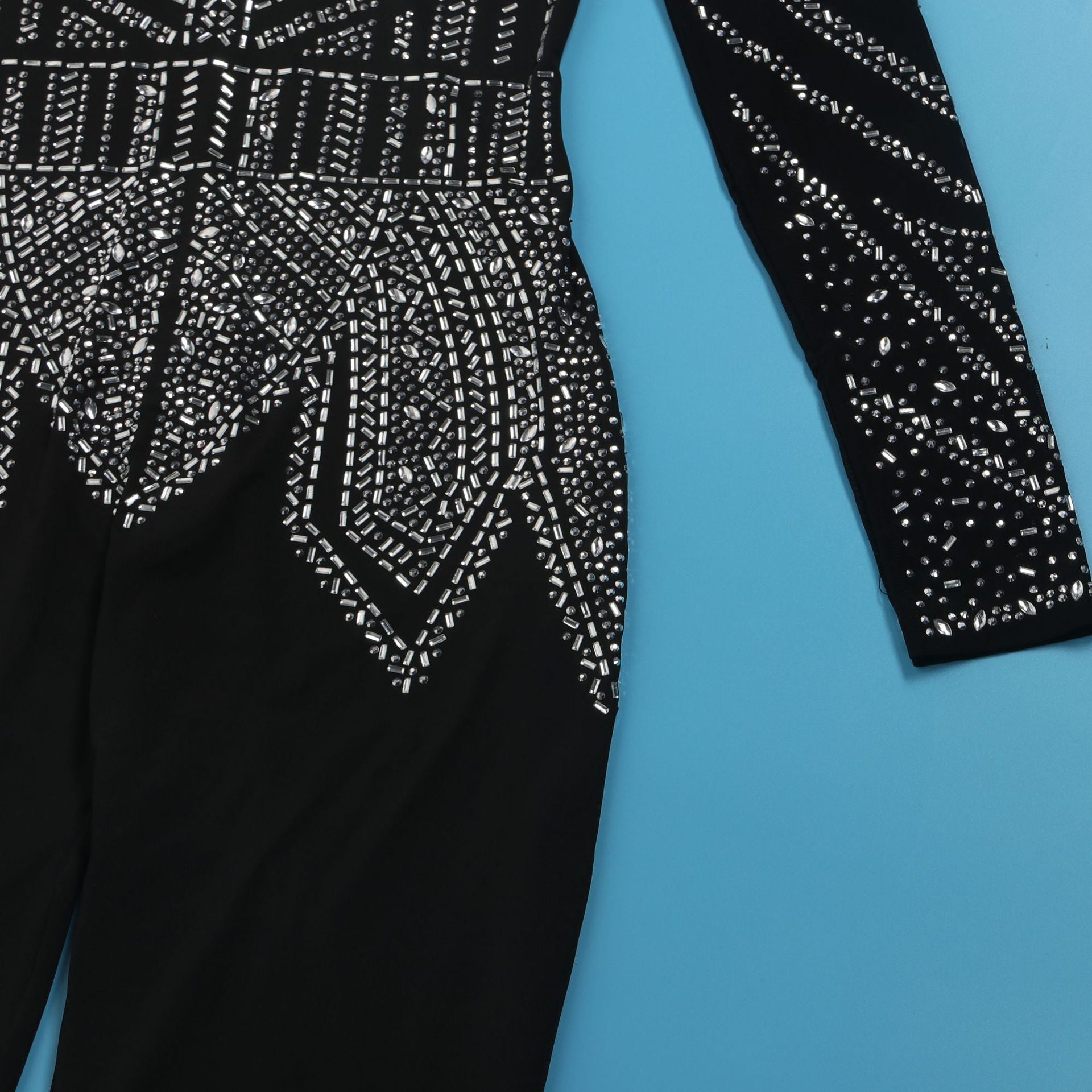 Women Sexy Beaded V-Neck Stretch Jumpsuit 17