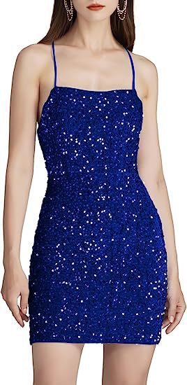 Women's Sparkling Sequin Strap Tight Fitting Party Dress 4