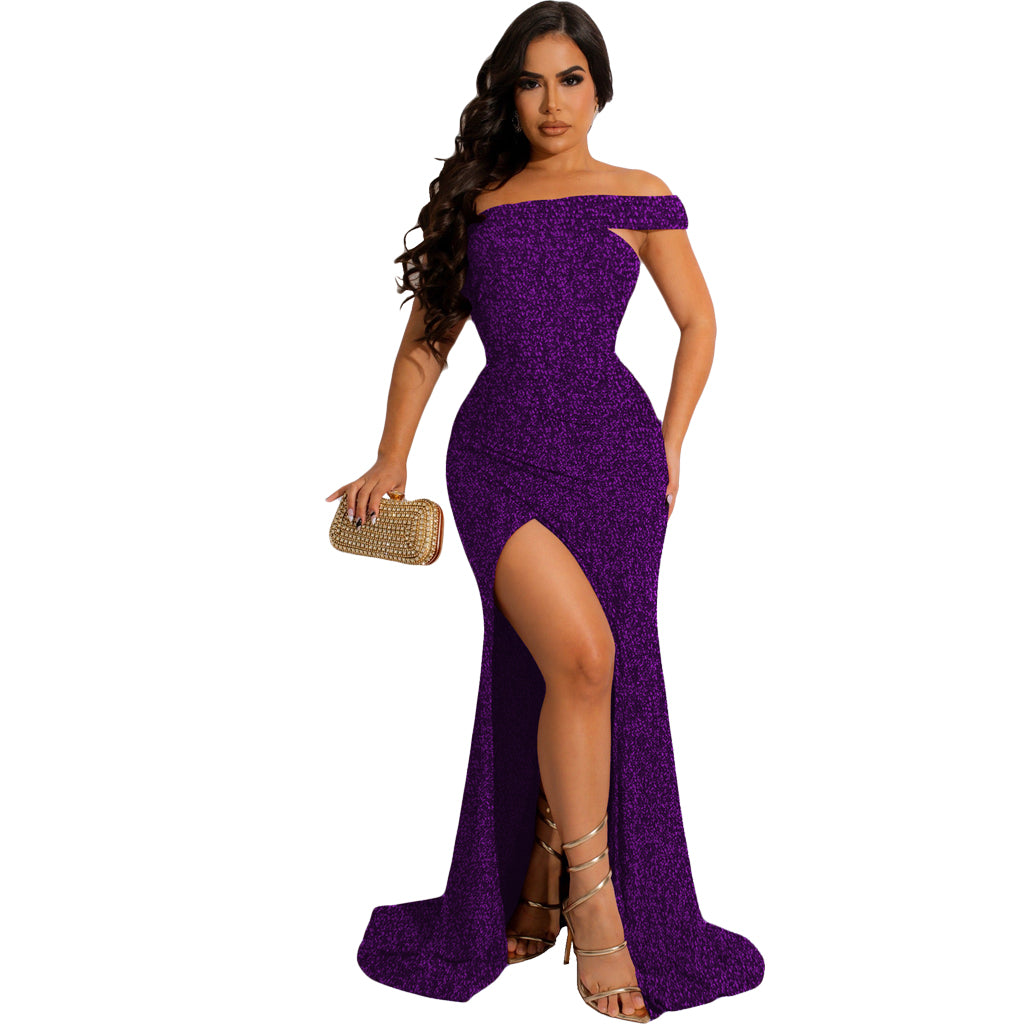 Sexy fashion nightclub wrap chest slit women's dress 6