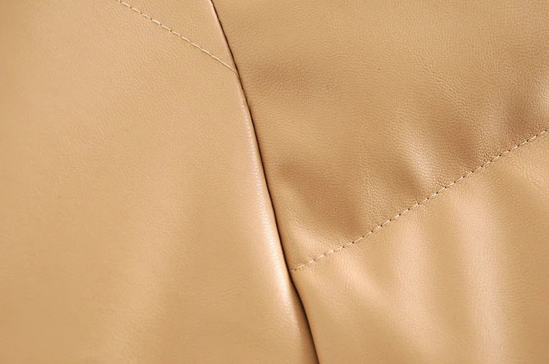 Leather Casual solid color leather cotton-padded Stand Collar jacket 39