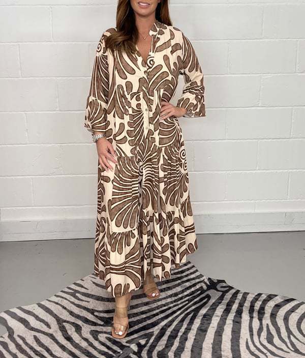 Fall Winter Women's Printed Loose Casual Dresses 4