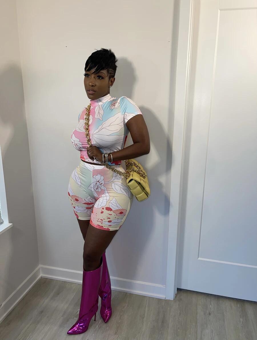 Women's summer sexy tight fitting two-piece shorts set 3