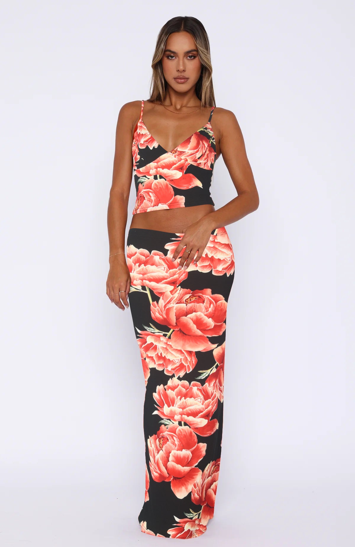 Women Spring Sexy Suspender Crop Top and Bodycon Skirt Two-Piece Set 4