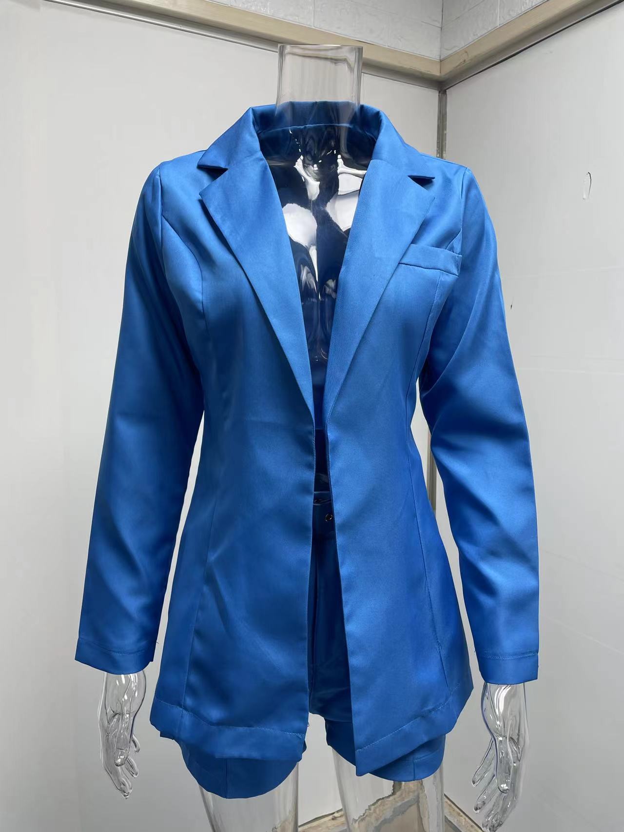 Women fashion Blazer+Shorts with belt Two-piece 52