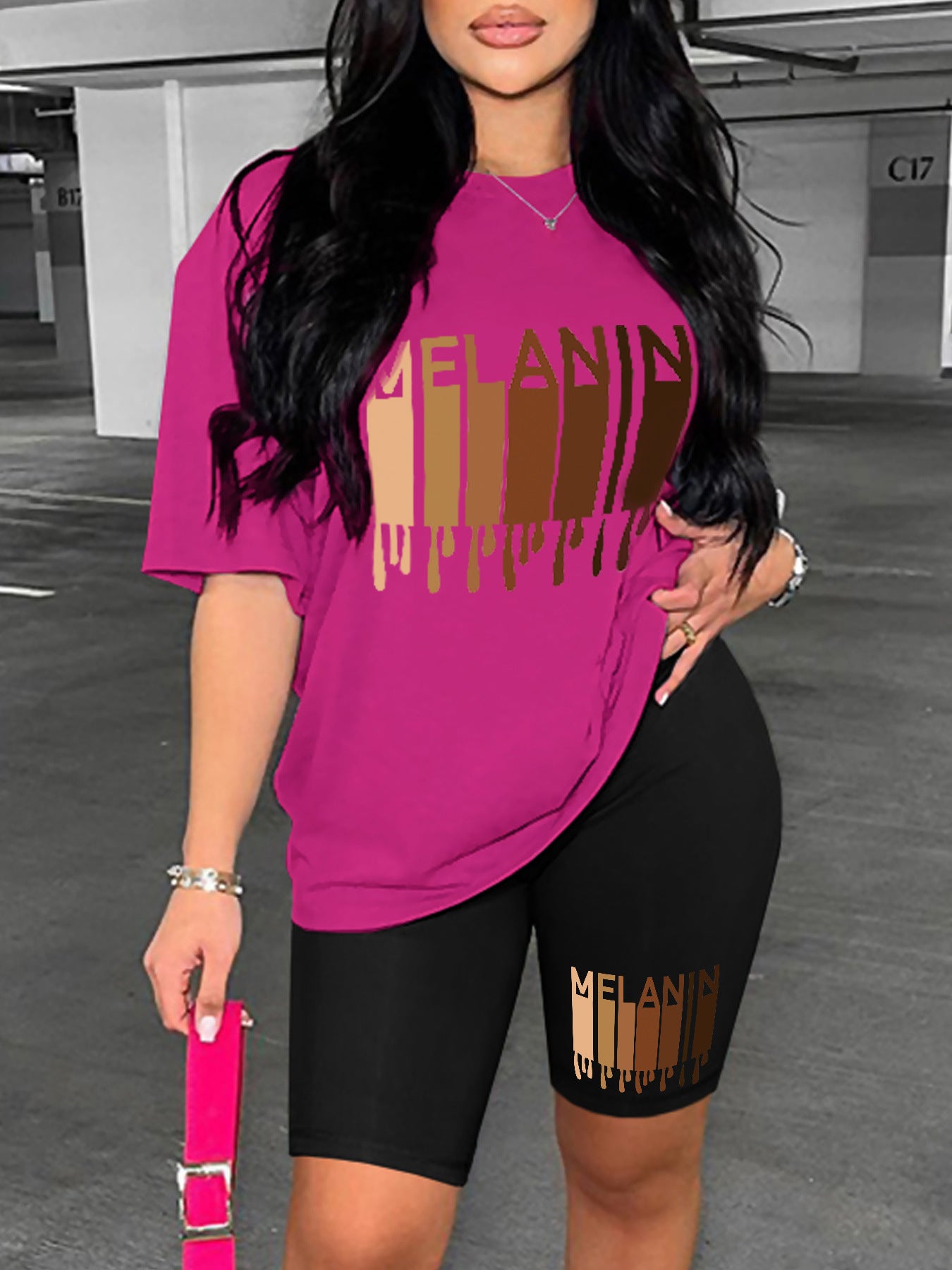 Women's Fashion Printed T-Shirt Shorts Two-Piece Set 8