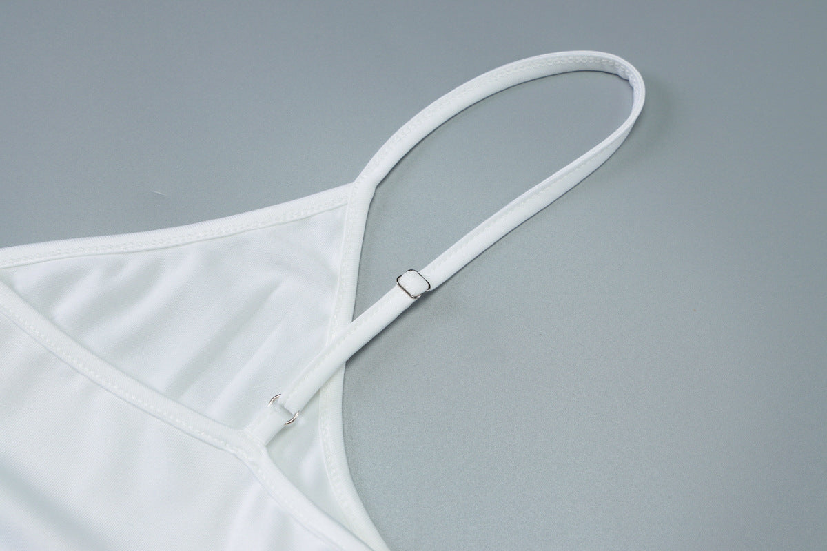 Women Summer U-neck Backless Mesh Print Bodycon Strap Dress 10