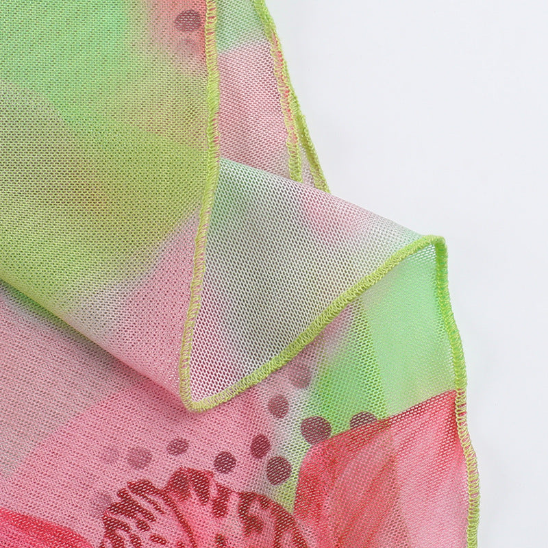 Printed Low-Back Summer Women's Short Holiday Dress 17