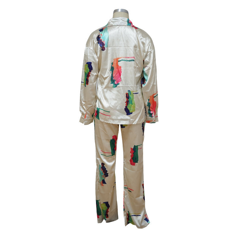 Women Homewear Long Sleeve Printed Two-piece Set 12