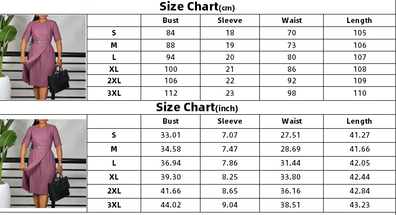 Women summer five-point sleeve pleated career dress 10