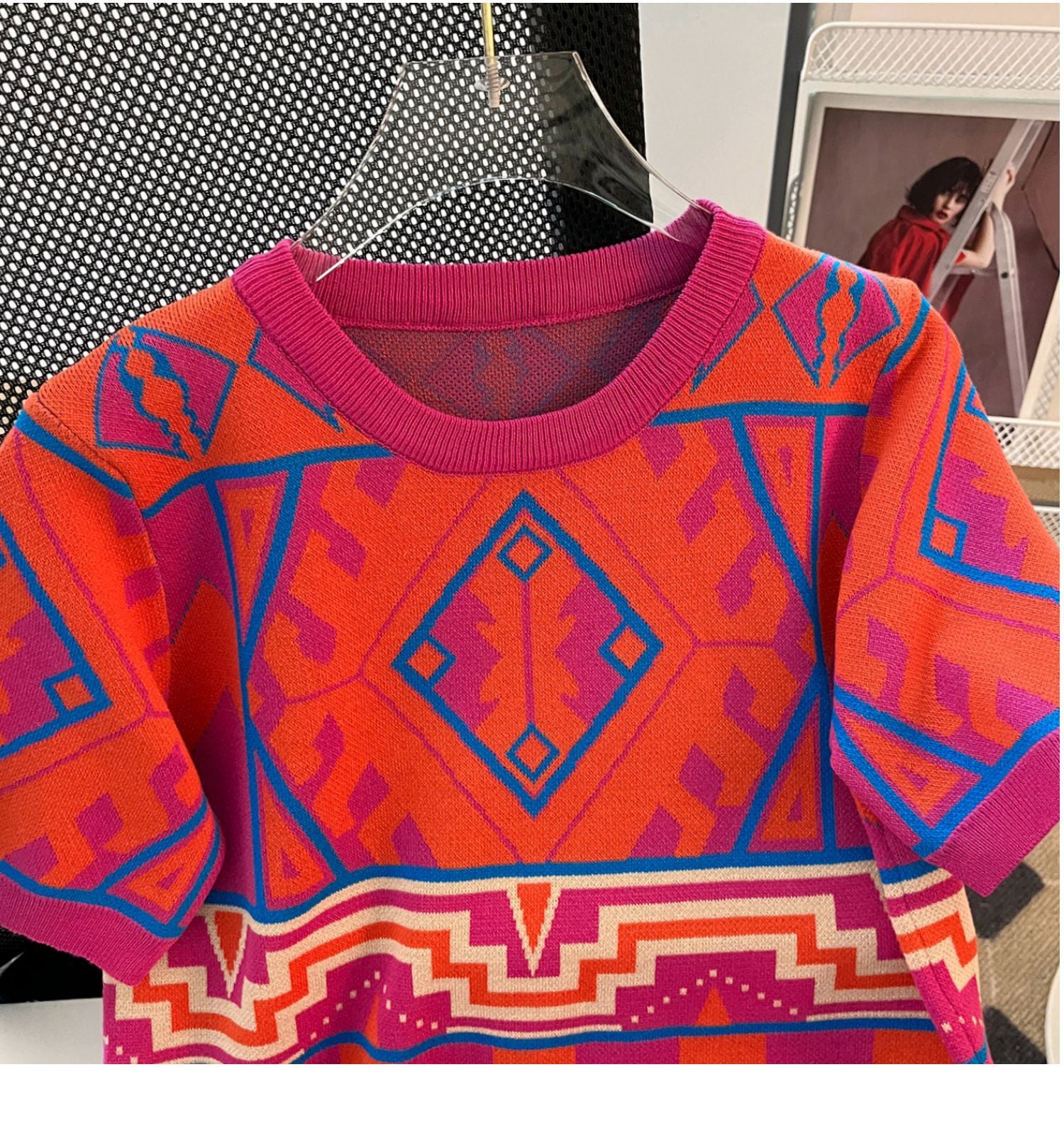 Summer Short Loose Contrasting Color Trendyknitting Top Short-Sleeved T-Shirt 10