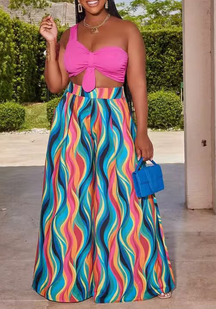 Women's Multi Color Printed Wide Leg Straight Pants