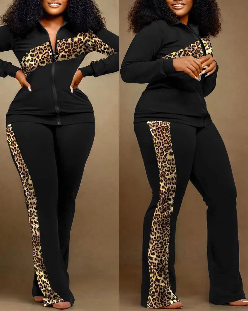 Women Printed Long Sleeve Top and Pant Two Piece 6
