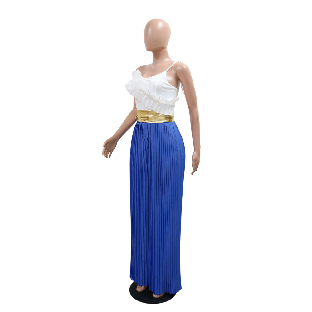 Women Casual Sleeveless Long-sleeved Wide-leg Jumpsuit 12