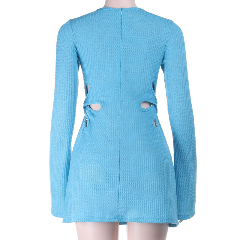 Women Fall Cutout Long-Sleeved Mini Dress 8
