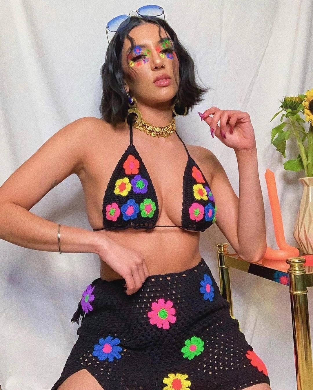 Summer Casual Crochet Knitting Skirt Set