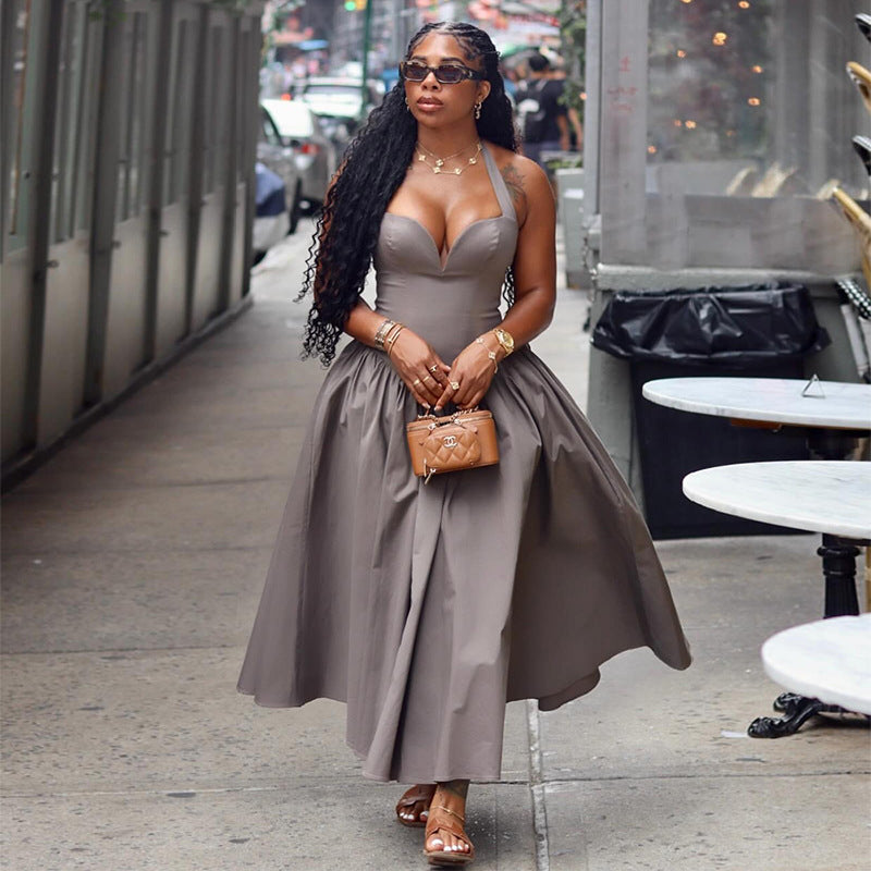 Women's Autumn Sleeveless Halter Neck Slim Fit Dress 3