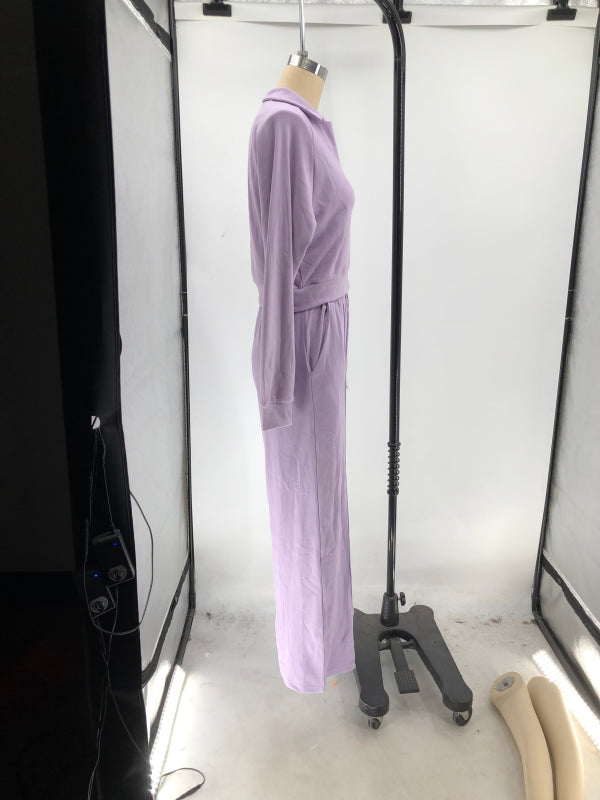 Women Fall/Winter Solid V-Neck Long Sleeve Casual Top and Pants Two-Piece Set 21