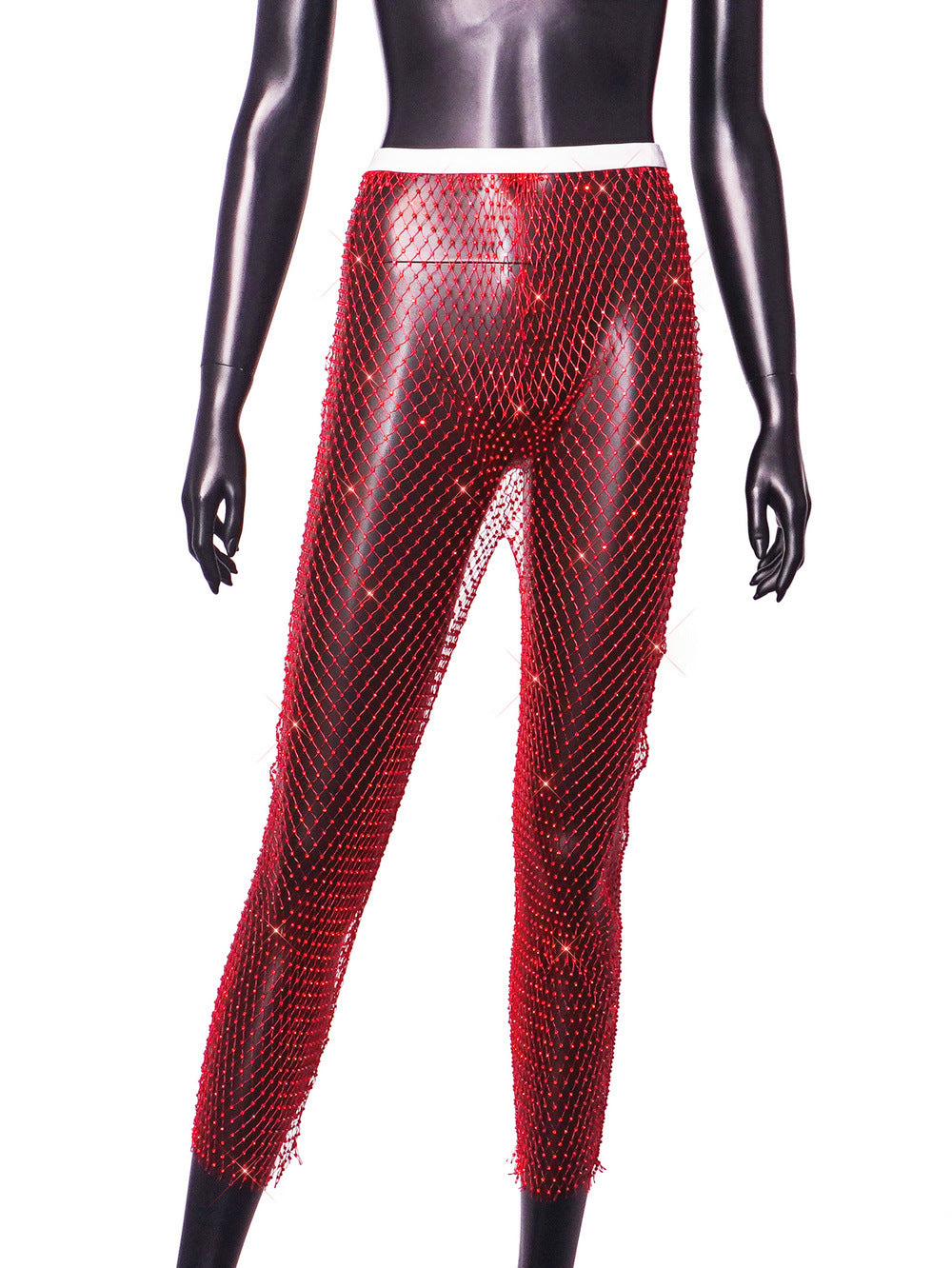 Women Sexy Rhinestone Fishnet Pants 3