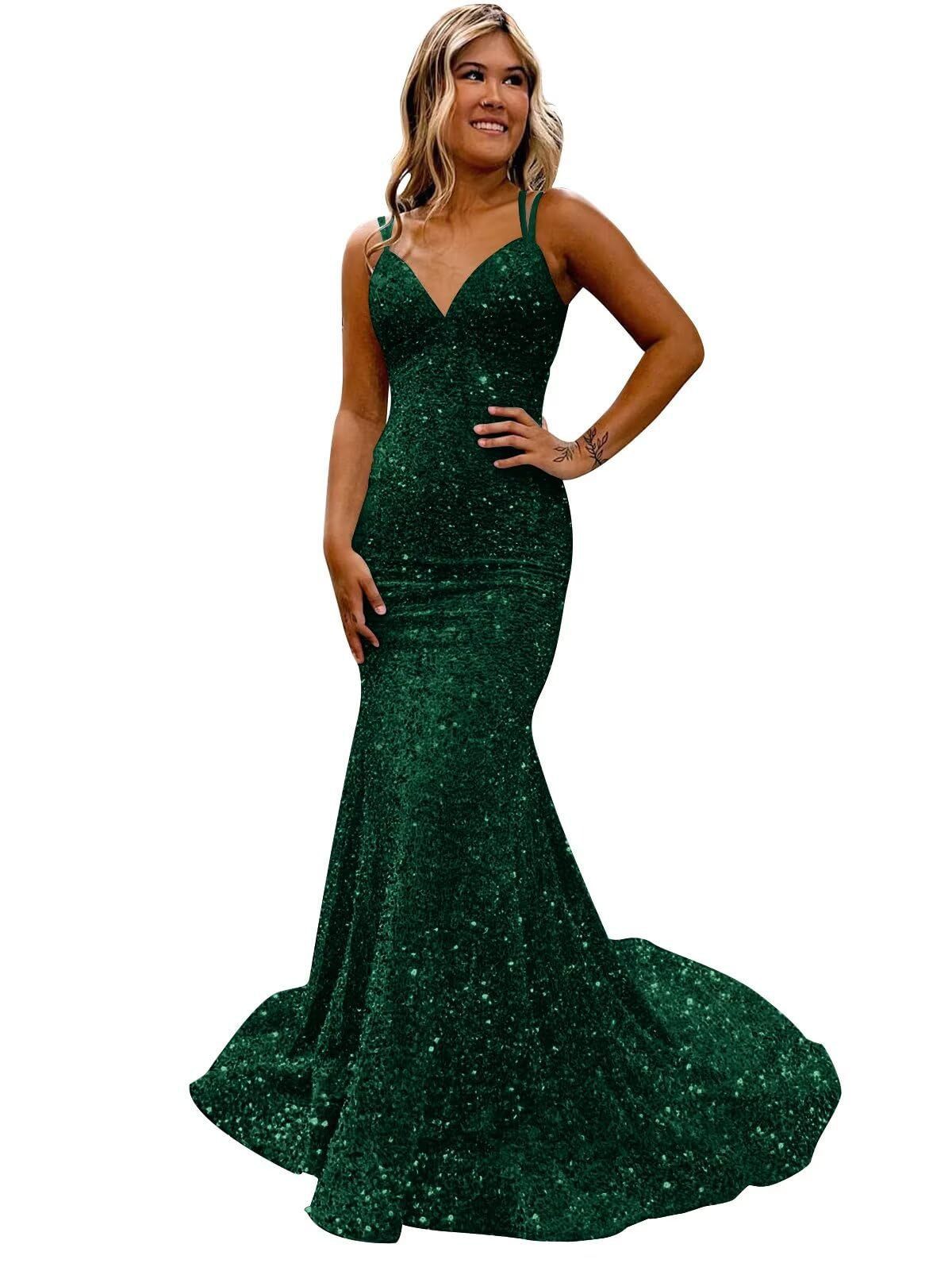 Women sequined ball Bodycon fishtail V-neck party evening dress（Processing time need 3-6 days） 7