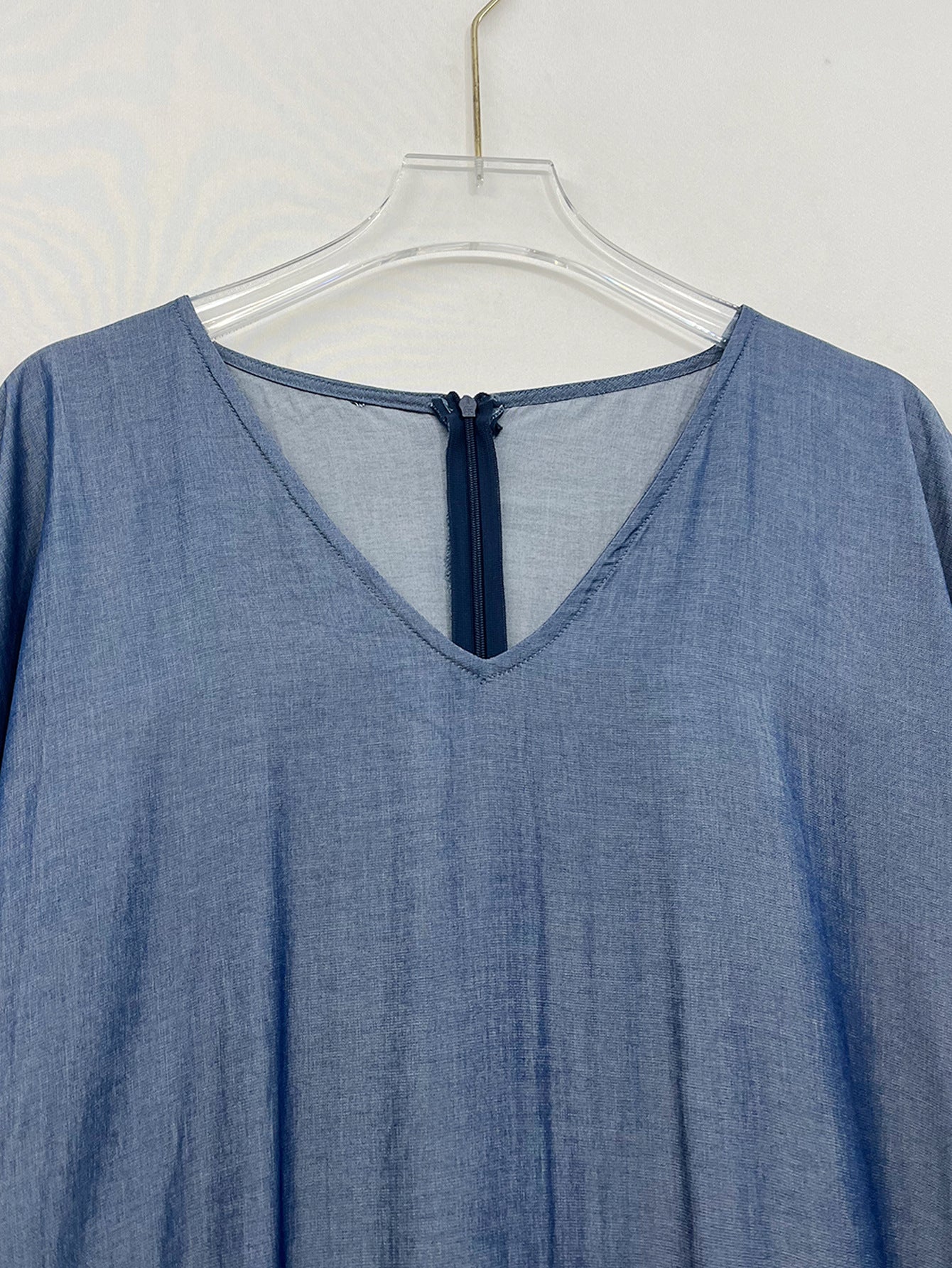 Plus Size V-Neck Loose Denim Jumpsuit 8