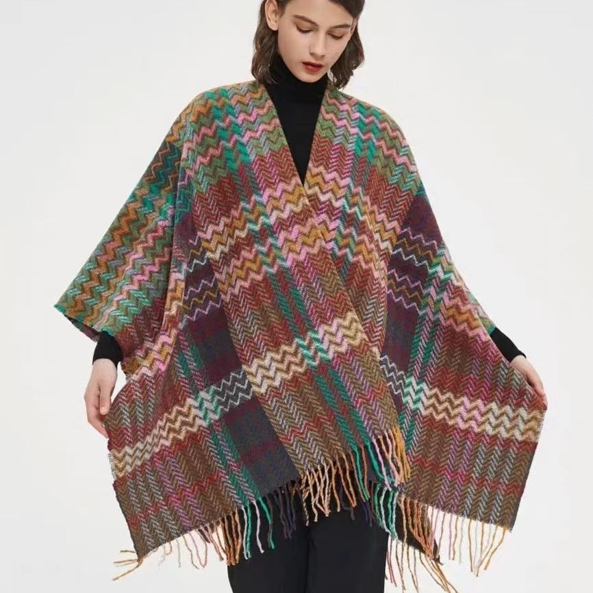 Women shawl blanket ethnic style cloak coat cloak scarf 10