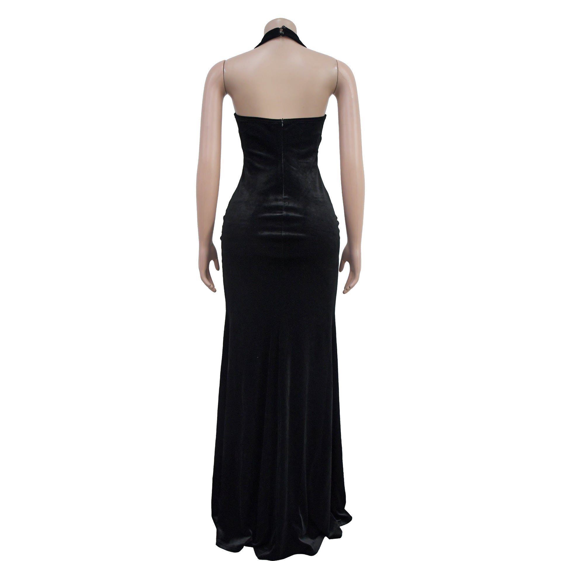 Fashion Women's Halter Neck Arm Sexy Slit Long Dress 11