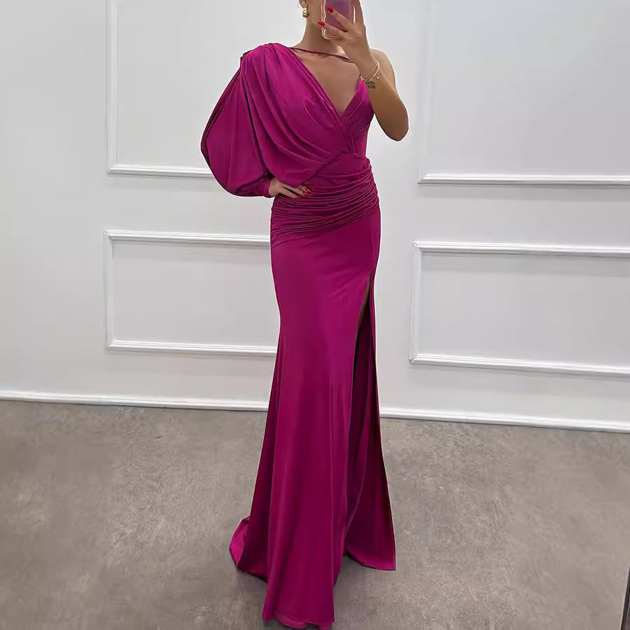 sexy fashion V-neck single sleeve elegant formal party evening dress 7