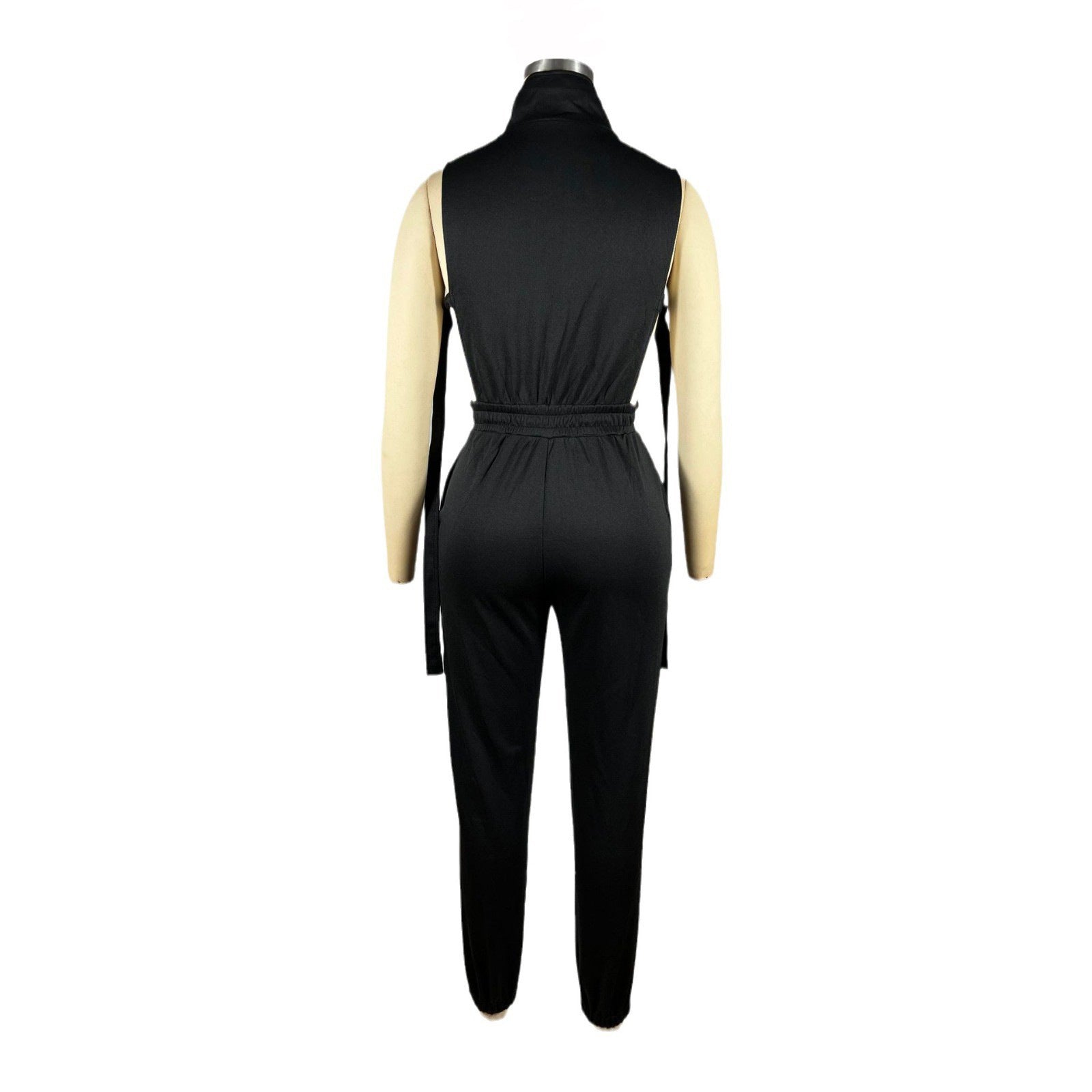 Women Solid Zipper Pocket Jumpsuit 12